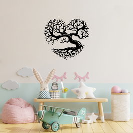 Wallity Heart Tree Escultura de Pared de Metal Negra